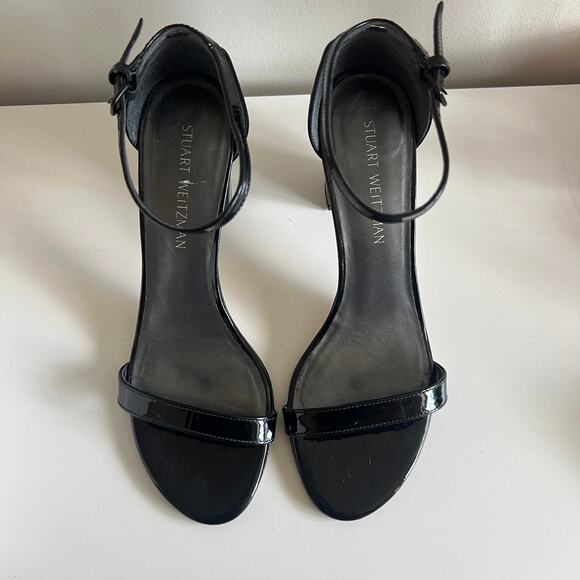 Stuart Weitzman Nearlynude Black Patent Leather Heels 10 - Picture 5 of 8
